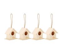 KIMISS Birdhouse Kit for Small Birds - 4PCS Wooden Bird Nests Hanging Birdhouse Breeding Box for Garden Decoration and Decor