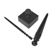 KIMISS Black Wood Leathercraft Edge Burnisher Tool Kit - Slim Round Head Leather Polisher for Edges, Zippers, and Flesh Side (Set of 3 Pieces)