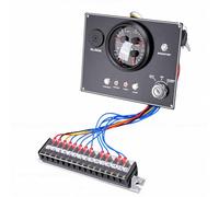 KIMISS Boat Instrument Panel Marine Gauge Panel Multifunction Dashboard 4 in 1 Pressure Water Temp Voltage Gauge Cluster with Ignition Key 12V for Yachts Ships RVs (Black Dial Black Cover CX9603B)