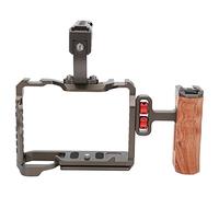 KIMISS Camera Cage Kit Top Handle Grip with 1/4 3 / 8inch Threaded Holes Side Wood for A7S3 Aluminum Alloy Professional Photography Videography