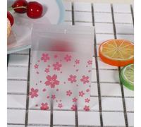 KIMISS Candy Bags - 100Pcs/Pack Flower Pattern Wedding Plastic Cookie Biscuit Candy Bag - Self-Adhesive Treat Packaging (#1)