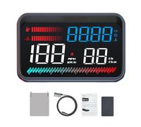 KIMISS Car Speed Alarm Display Heads Up Display Digital Speedometer HUD Instantly Syncs Speed RPM Voltage Water Temp Fuel Use Trip Data with 5 Alarms for Cars