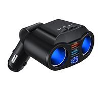 KIMISS Car Splitter Dual USB Port Adapter with LED Display for Vehicle