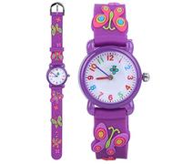 KIMISS Cartoon Watch - Cute & Exquisite Pattern ’s Wrist Watch for Time Recognition - Adjustable Length & Eco-Friendly Materials Available in Purple & Rose Red (#1)