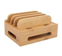 KIMISS Cell Phone T Stand, Bamboo Multidevice Holder Charging Station Stand, Desktop Mobile Phones & Communication Tablet Cord Dock for All Smartphone 1 Pro Xs Xr X 8 7 6 6s Plus 5 5s 5c