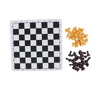 KIMISS Chessmen Set with 1.89in King - Complete Plastic Chess Pieces with Chessboard for Family, Parties, and Travel, Compact Design, Ideal for All Ages (Brown and Yellow)