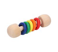 KIMISS Colorful Wooden Rattle with Soft Rings for Grasp Training - E Onal Baby Toy for Visual and Motor Development (#2)