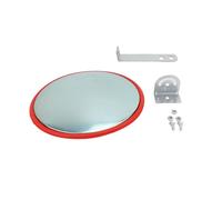 KIMISS Convex Safety Mirror 12 Inch, 170° Curvature for Wide Angle View, PC Surface with High Visibility Red Coating, Easy to Install for Various Locations (Indoor Type)