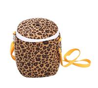 KIMISS Cozy Hamster Carry Bag with Hedgehog & Guinea Pig Design, Large Round Warm Sleeping Bag for Sugar Gliders, Squirrels - 13cm High, 13cm Diameter (Yellow Leopard Print)