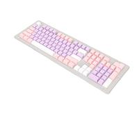 KIMISS Custom Ergonomic Keycaps Set, 108 OEM Height ABS Keycaps Mechanical Keyboards, Dual Color Injection Molding, Replaceable Kit Compatible with 60% to 108 Keys (Purple Pink White)