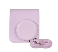 KIMISS Customized Conservation Premium PU Leather Camera Case with and Shoulder Strap for Mini 12, Compact and Portable, White/Pink/Green/Blue/Purple, Camera Protective Case (Pink)