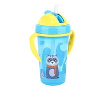 KIMISS Cute Cartoon Baby Infant Cup with Handle & Straw - Toddler Training Drinking Bottle for Easy Hydration (Blue)