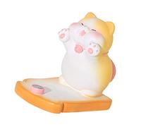 KIMISS Cute Cat Cellphone Holder, Mini Mobile Phone Stand, Resin Material, Stable Base, Deco Desk Ornament, for Bedroom Office (Ginger Cat)
