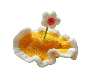 KIMISS Cute Crochet Cat Hat with Ear Holes Costume - Adjustable Knitted Kitten Beanie for Photo Taking (S) (M)