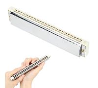 KIMISS Diatonic Harmonica Blues Harp C Key for Beginners,24-Hole Professional Mouthorgan with Stainless Steel Cover Plate (White)
