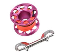 KIMISS Diving Reel 15m Heavy Duty Aluminum Line with Double-Ended Hook for Marine Operations - Ideal for Underwater Safety and Efficiency (Rose Red)
