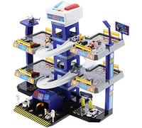 KIMISS DIY Car Garage Parking Lot Toy Set for - Assembly Tracks, Car Toys, Musical Elevator & Traffic Signs