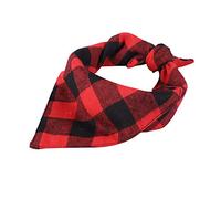 KIMISS Dog Puppy Scarf Collar Neckerchief for Small Medium Pets - Stylish Black Red Plaid Design (L)
