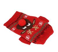 KIMISS Dog Sweaters for Small Medium Dogs - Thick Knitted Christmas Sweater with Cute Elk Design (Red)