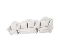 KIMISS Dollhouse Plaid Sofa Cushion Set, Mini 3Pcs 1:12 Doll House Set Accessory 1/12 Dolls House Furniture Dollhouse Sofa and Chairs Furniture for Decoration Room Toy (White)