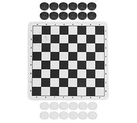 KIMISS Draughts Collapsible Checkers Set - Folding Chessboard for, and Adults - Lightweight Plastic Checkers with Storage Bag for Easy Carrying