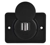 KIMISS Dual USB Charger,3.1A Car Dual ABS USB Port Socket Outlet 12V LED Waterproof(Black)//12v usb socket
