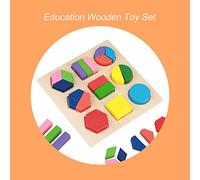 KIMISS E Onal Wooden Toy, Sorting, Stacking & Plugging Toys Children Geo Shape Block Building Kids Educational Set Geometric Puzzle Cognitive Matching Early Learning Tool 3 Baby (one third)