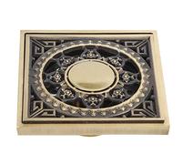 KIMISS Elegant 10 X 10 Cm Solid Brass Shower Drain with Art Carved Design for Bathrooms, Kitchens, and Balconies