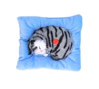 KIMISS Fake Cats Sleeping Kitten Doll Toy - Interactive Plush Cat with Sound, Realistic Sleeping Cat for Home Décor, ’s Toy, and Relaxing Companion (Activated charcoal gray)