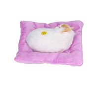 KIMISS Fake Cats Sleeping Kitten Doll Toy - Interactive Plush Cat with Sound, Realistic Sleeping Cat for Home Décor, ’s Toy, and Relaxing Companion (Activated charcoal yellow ears)