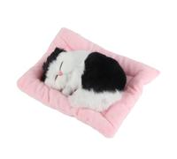 KIMISS Fake Cats Sleeping Kitten Doll Toy - Interactive Plush Cat with Sound, Realistic Sleeping Cat for Home Décor, ’s Toy, and Relaxing Companion (Activated carbon black and white)