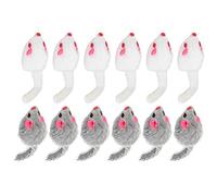 KIMISS Fluffy Mouse Cat Toy 12 Pcs Rattle, Pack Cat Mouse Toy Furry Interactive Play Mice for Cats Pet Toys Mice & Animal Indoor Cats and Kittens Catcher Tails