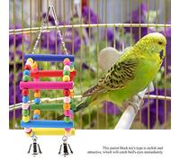 KIMISS G P Wooden, Toys Bird Climbing Toy with Bell Round Swing Hanging Standing Ride Wheel Rings Chewing Cage Bite Decorative Suitable for Parrots and Birds