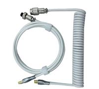 KIMISS Gaming Keyboard Cable - Retractable Coiled Connector for Mechanical Keyboards, Lightweight and Sturdy Design for Seamless Gaming Experience (White)