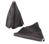 KIMISS Gear Shift Knob Cover Gear Shift Gaiter Boot Gear Shift Stick Knob 5 Speed Gaiter Leather Cover Universal Pu Leather Gear Stick Cover Black Bright Red Stitch Gear Knob