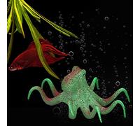 KIMISS Glow-in-the-Dark Realistic Octopus Aquarium Decoration - Marine Aquarium Landscape with Lifelike 8-Arm Octopus for Home Fish Tank Design (Green)
