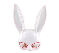 KIMISS Glowing Bunny Mask - Half Face Rabbit Mask with Pink and White Lights for Halloween Party, Dance, and Festive Events (White)
