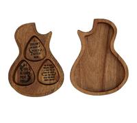 KIMISS Guitar Wood Picks Box, Gitarren Pick 3 Pcs Set with Acacia Box for Playing Guitar Case Olive Wood Ized for Him Shaped Plectrum Container of Plectrums Standard Lovers Fine