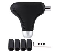 KIMISS Hand-Stitched PU Leather Gear Shift Knob Cover Universal Fit for Automatic Car Black