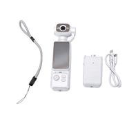 KIMISS Handheld POV Camera, 4K Video Recording 180 Degree Rotatable Lens 1.97 Inch Screen with 6 Hours Battery Life for Travel Outdoor Activities, Audio Video Device (White)