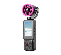 KIMISS Handheld POV Camera, Portable POV Personal Action Camera 4K 64MP 180 Rotating Lens Digital Speed Display Screen Tripod Mount Fan for Travel Daily Life Recording (Black)