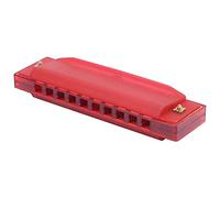 KIMISS Harmonica Fit for - Translucent 10 Hole Musical Instrument with Storage Box - Eco-Friendly Plastic Design in Green, Crimson, and Pink (Dark Red)