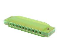 KIMISS Harmonica Fit for - Translucent 10 Hole Musical Instrument with Storage Box - Eco-Friendly Plastic Design in Green, Crimson, and Pink (Green)