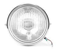 KIMISS Headlight - 5.75in Round Universal Motorcycle Retro Silver Shell White Lens Headlamp Front Headlight for GN125