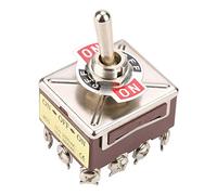 KIMISS Heavy Duty 3 Position Toggle Switch with Durable Metal Knob Cover Cap ON/OFF/ON 3 Position Toggle Switch 4PDT 12 Pin 12mm 15A/250VAC 10A/380VAC Rewritten