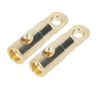 KIMISS Heavy Duty Battery Ring Terminal Connector with Screw Design + Pair Power Battery O Ring Terminals Brass Gold Plated High Accuracy Welding Free Audio Modification + Excellent (4GA)