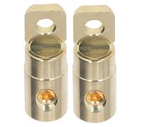 KIMISS Heavy Duty Battery Ring Terminal Connector with Screw Design + Pair Power Battery O Ring Terminals Brass Gold Plated High Accuracy Welding Free Audio Modification + Excellent (0GA)
