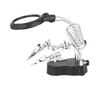 KIMISS Helping Hand Adjustable LED Light Magnifying Lens Soldering Station with Third Hand Auxiliary Clamp for Precision Repairs and Hobbies