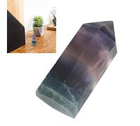 KIMISS Hexagonal Natural Fluorite Crystal Wand for Decoration Ornament - Healing Crystal Wand with Reiki Energy Rewritten (35mm-40mm)