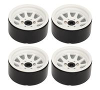 KIMISS High Durability 4PCS RC Wheel Rim Set Zinc Alloy Steel Universal 1.9 Inch 10 Rims RC Crawler Car Wheel Hub for Axial SCX10 II III High Performance (White)